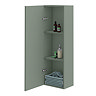 Roxbury Deco Fluted Green Wall Hung Tall Storage Cabinet with Brushed Brass Handle