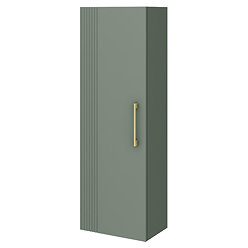 Roxbury Deco Fluted Green Wall Hung Tall Storage Cabinet with Brushed Brass Handle