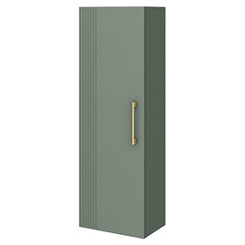 Roxbury Deco Fluted Green Wall Hung Tall Storage Cabinet with Brushed Brass Handle