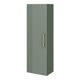 Roxbury Deco Fluted Green Wall Hung Tall Storage Cabinet with Brushed Brass Handle
