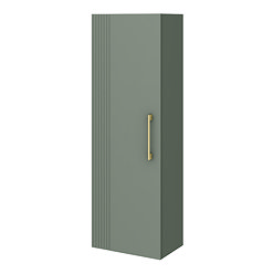 Roxbury Deco Fluted Green Wall Hung Tall Storage Cabinet with Brushed Brass Handle