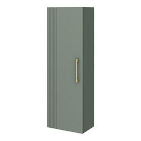 Roxbury Deco Fluted Green Wall Hung Tall Storage Cabinet with Brushed Brass Handle