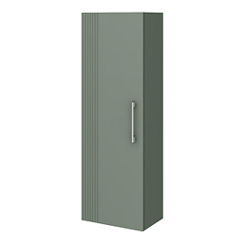Roxbury Deco Fluted Green Wall Hung Tall Storage Cabinet With Chrome Handle