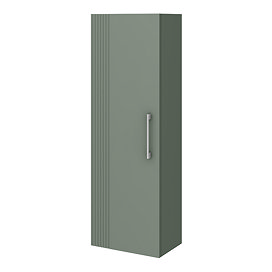 Roxbury Deco Fluted Green Wall Hung Tall Storage Cabinet With Chrome Handle
