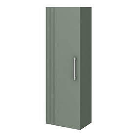 Roxbury Deco Fluted Green Wall Hung Tall Storage Cabinet With Chrome Handle