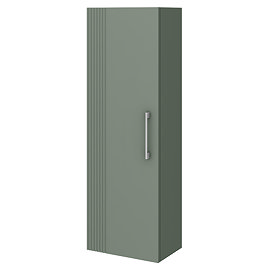 Roxbury Deco Fluted Green Wall Hung Tall Storage Cabinet With Chrome Handle