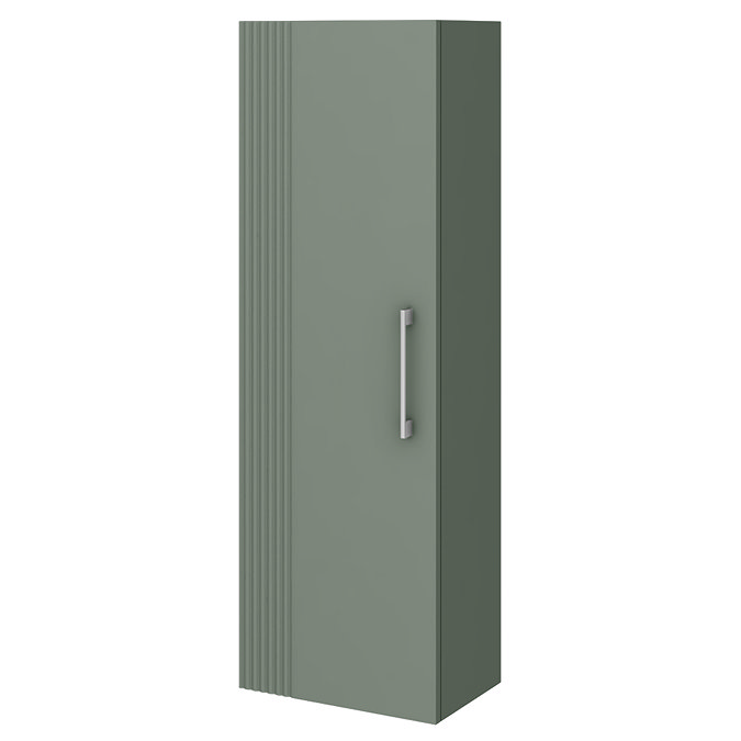 Roxbury Deco Fluted Green Wall Hung Tall Storage Cabinet With Chrome Handle