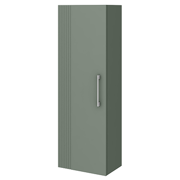 Roxbury Deco Fluted Green Wall Hung Tall Storage Cabinet With Chrome Handle