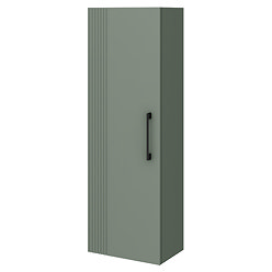 Roxbury Deco Fluted Green Wall Hung Tall Storage Cabinet with Matt Black Handle