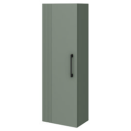 Roxbury Deco Fluted Green Wall Hung Tall Storage Cabinet with Matt Black Handle