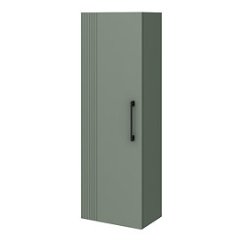 Roxbury Deco Fluted Green Wall Hung Tall Storage Cabinet with Matt Black Handle