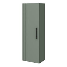 Roxbury Deco Fluted Green Wall Hung Tall Storage Cabinet with Matt Black Handle