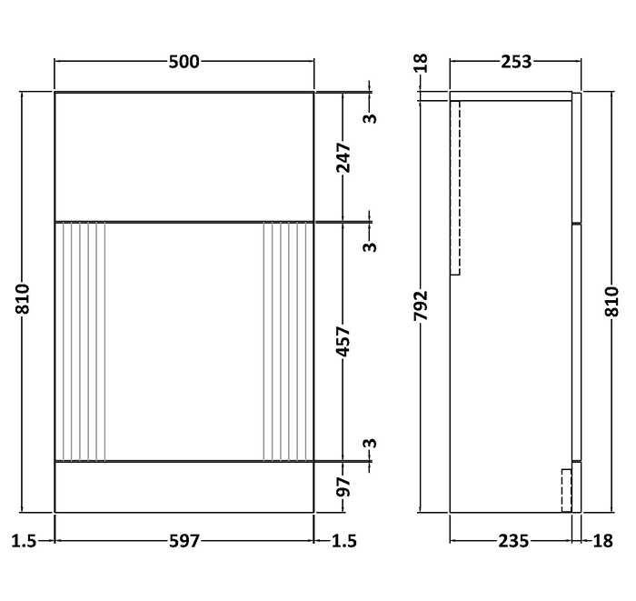 Roxbury Deco Fluted Grey Floorstanding Vanity Unit + Toilet Package (Chrome Flush & Handles)