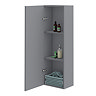 Roxbury Deco Fluted Grey Wall Hung Tall Storage Cabinet With Chrome Handle
