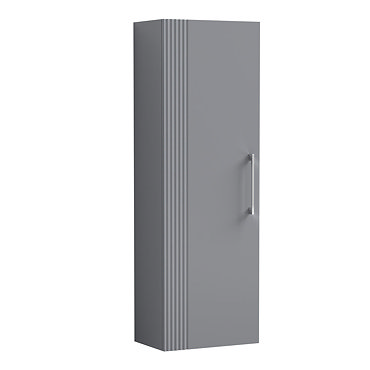 Roxbury Deco Fluted Grey Wall Hung Tall Storage Cabinet With Chrome Handle