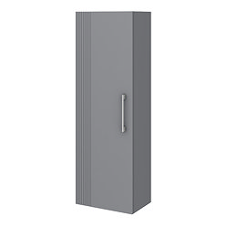 Roxbury Deco Fluted Grey Wall Hung Tall Storage Cabinet With Chrome Handle