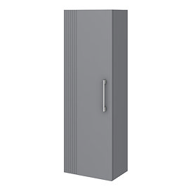 Roxbury Deco Fluted Grey Wall Hung Tall Storage Cabinet With Chrome Handle