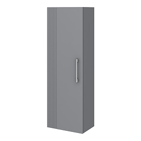 Roxbury Deco Fluted Grey Wall Hung Tall Storage Cabinet With Chrome Handle