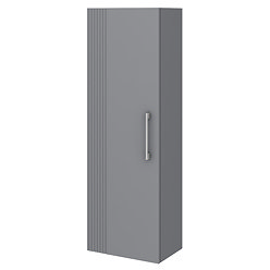 Roxbury Deco Fluted Grey Wall Hung Tall Storage Cabinet With Chrome Handle