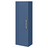 Roxbury Deco Fluted Blue Wall Hung Tall Storage Cabinet with Brushed Brass Handle