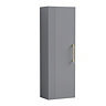Roxbury Deco Fluted Grey Wall Hung Tall Storage Cabinet with Brushed Brass Handle