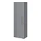 Roxbury Deco Fluted Grey Wall Hung Tall Storage Cabinet with Brushed Brass Handle