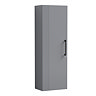 Roxbury Deco Fluted Grey Wall Hung Tall Storage Cabinet with Matt Black Handle