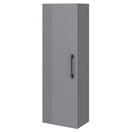 Roxbury Deco Fluted Grey Wall Hung Tall Storage Cabinet with Matt Black Handle