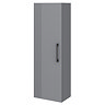 Roxbury Deco Fluted Grey Wall Hung Tall Storage Cabinet with Matt Black Handle