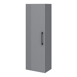 Roxbury Deco Fluted Grey Wall Hung Tall Storage Cabinet with Matt Black Handle