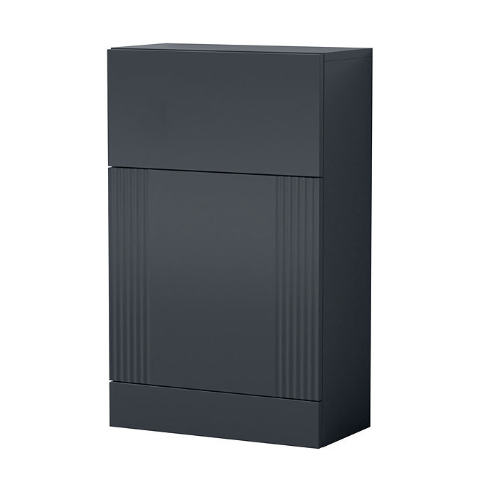 Roxbury Deco Fluted Vanity Unit & Toilet Set – Anthracite Grey, Floorstanding, Brushed Brass Flush & Handles
