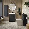 Roxbury Deco Fluted Vanity Unit & Toilet Set – Anthracite Grey, Floorstanding, Matt Black Flush & Handles
