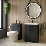 Roxbury Deco Fluted Vanity Unit & Toilet Set – Anthracite Grey, Floorstanding, Matt Black Flush & Handles