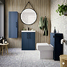 Roxbury Deco Fluted Vanity Unit & Toilet Set – Blue, Floorstanding, Matt Black Flush & Handles