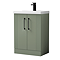 Roxbury Deco Fluted Vanity Unit & Toilet Set – Green, Floorstanding, Matt Black Flush & Handles