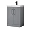 Roxbury Deco Fluted Vanity Unit & Toilet Set – Grey, Floorstanding, Matt Black Flush & Handles