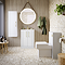 Roxbury Deco Fluted Vanity Unit & Toilet Set – White, Floorstanding, Brushed Brass Flush & Handles