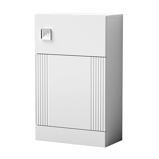 Roxbury Deco Fluted White Floorstanding Vanity Unit + Toilet Package (Chrome Flush & Handles)