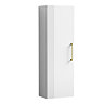 Roxbury Deco Fluted White Wall Hung Tall Storage Cabinet with Brushed Brass Handle
