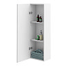 Roxbury Deco Fluted White Wall Hung Tall Storage Cabinet with Brushed Brass Handle