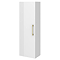 Roxbury Deco Fluted White Wall Hung Tall Storage Cabinet with Brushed Brass Handle