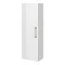 Roxbury Deco Fluted White Wall Hung Tall Storage Cabinet with Brushed Brass Handle