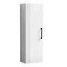 Roxbury Deco Fluted White Wall Hung Tall Storage Cabinet with Matt Black Handle