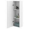 Roxbury Deco Fluted White Wall Hung Tall Storage Cabinet With Chrome Handle