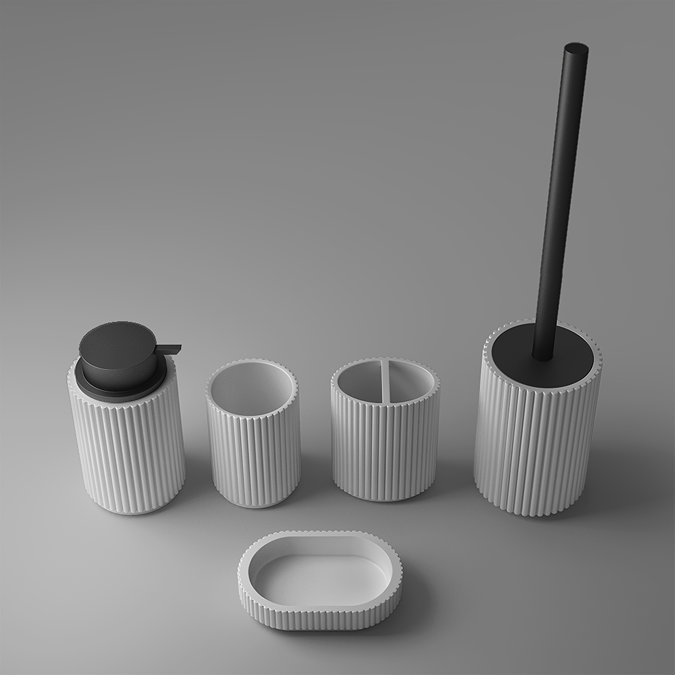 Roxbury Grey Fluted Toilet Brush Holder