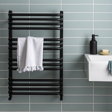 Roxbury Heated Towel Rail 500 x 760mm - Matt Black