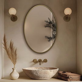 Roxbury Oval 550 x 800mm Brushed Brass Mirror