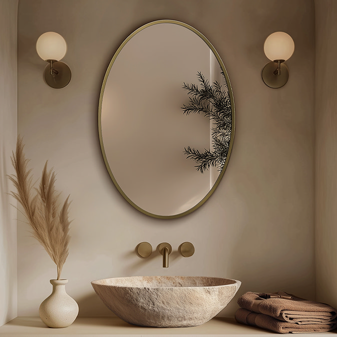 Roxbury Oval 550 x 800mm Brushed Brass Mirror