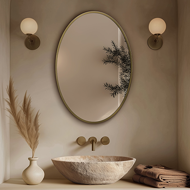Roxbury Oval 550 x 800mm Brushed Brass Mirror