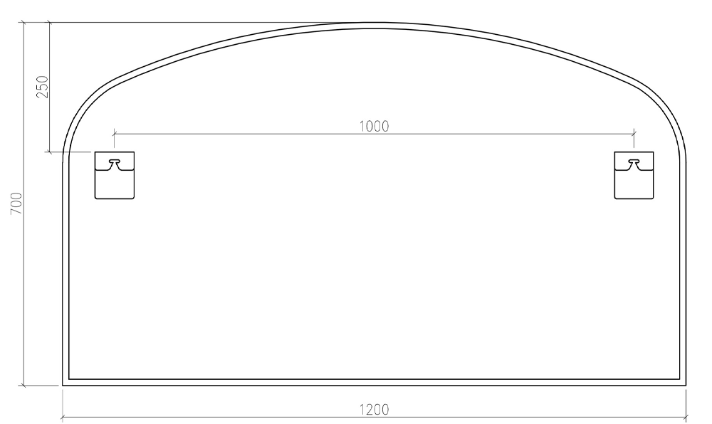 Roxbury Overmantle Arch 1200 x 700mm Brushed Nickel Mirror